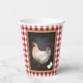 Kip Eieren Rood en Wit Landelijk Gingham Papieren Bekers (Achterkant)