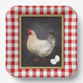 Kip Eieren Rood en Wit Landelijk Gingham Papieren Bordje (Voorkant)