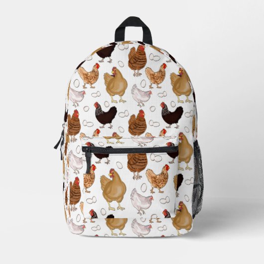 Kip en de eieren Patroon op wit Bedrukte Rugzak (Voorkant)