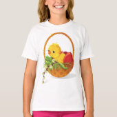 Kip en eieren in mand meisjes T-shirt (Voorkant)