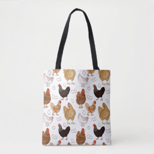Kip en Eieren Patroon op Wit Tote Bag