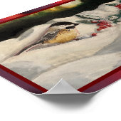 Kip en gistleet op kerstwintersneeuw poster (Hoek)