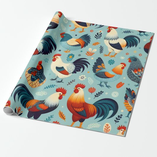 Kip en Haan Ontwerp Cadeaupapier (Uitgerold)