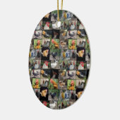 Kip-en haanfotocollage, keramisch ornament (Links)