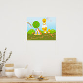 Kip en oranje boom poster (Keuken)