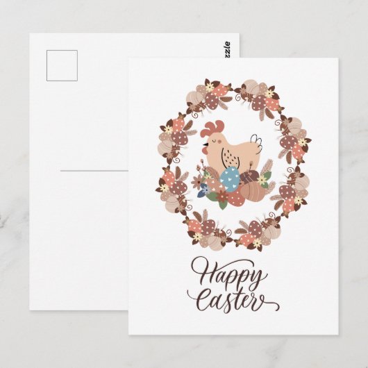 Kip en Paaseieren Gelukkig Pasen Briefkaart (Voorkant / Achterkant)