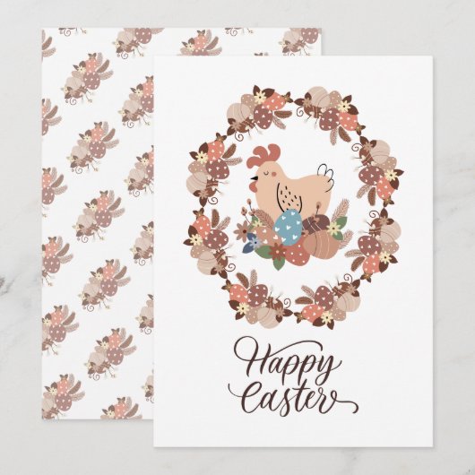 Kip en Paaseieren Gelukkig Pasen Kaart (Voorkant / Achterkant)