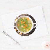 Kip en plantaardige soep bouillon ronde sticker (Envelop)