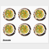 Kip en plantaardige soep bouillon ronde sticker (Vel)