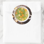 Kip en plantaardige soep bouillon ronde sticker (Tas)