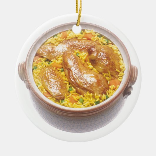 Kip en rijst keramisch ornament (Voorkant)