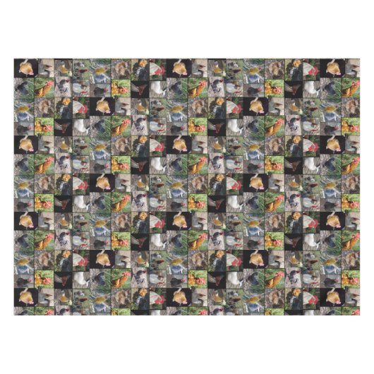 Kip- en roosterfotocollage; tafelkleed (Voorkant (Horizontaal))