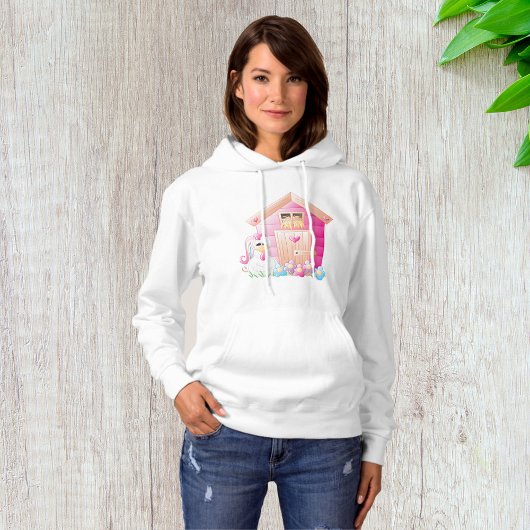 Kip en roze kippenhok met bloemen hoodie