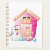 Kip en roze kippenhok met bloemen planner (Voorkant)