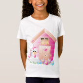 Kip en roze kippenhok met bloemen t-shirt (Voorkant)
