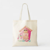 Kip en roze kippenhok met bloemen tote bag (Achterkant)