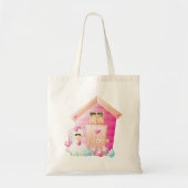 Kip en roze kippenhok met bloemen tote bag (Voorkant)
