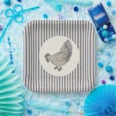 kip en strips papieren bordje (Feest)