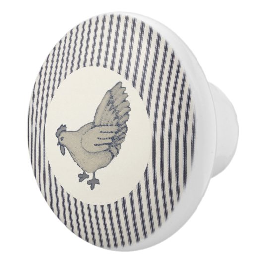 kip en tikkende gestreepte keramische knop (Rechts)