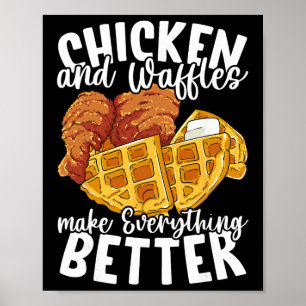 Kip En Wafels Brunch Eten Grappig Poster
