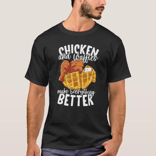 Kip En Wafels Brunch Voedsel T-shirt (Voorkant)
