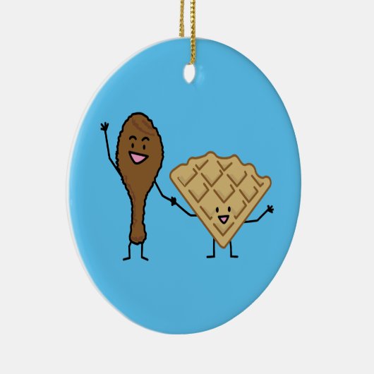 Kip en Waffles - Amerikaanse en zuidelijke kooktoe Keramisch Ornament (Rechts)