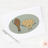 Kip en Waffles - Amerikaanse en zuidelijke kooktoe Ovale Sticker (Envelop)