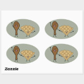 Kip en Waffles - Amerikaanse en zuidelijke kooktoe Ovale Sticker (Vel)