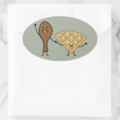 Kip en Waffles - Amerikaanse en zuidelijke kooktoe Ovale Sticker (Tas)