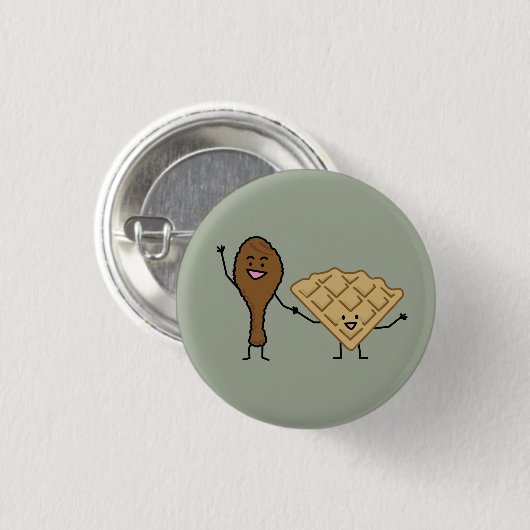 Kip en Waffles - Amerikaanse en zuidelijke kooktoe Ronde Button 3,2 Cm (Voorkant /achterkant)