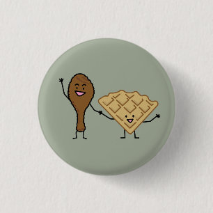 Kip en Waffles - Amerikaanse en zuidelijke kooktoe Ronde Button 3,2 Cm