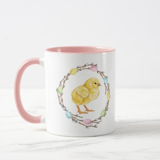 Kip en wilgenkransen met pastel eieren Pasen Mok (Links)