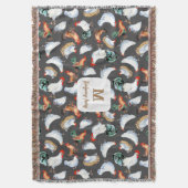 Kip familie boerderij Monogram Deken (Voorkant Verticaal)