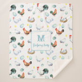 Kip familie boerderij Monogram Sherpa Deken (Voorkant)