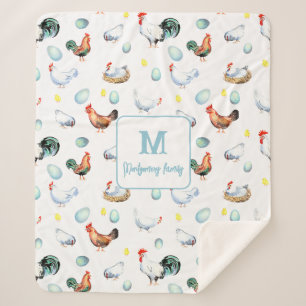 Kip familie boerderij Monogram Sherpa Deken