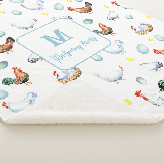 Kip familie boerderij Monogram Sherpa Deken (3/4)