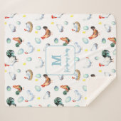 Kip familie boerderij Monogram Sherpa Deken (Voorkant (horizontaal))