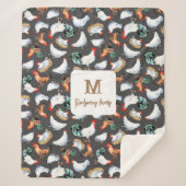 Kip familie boerderij Monogram Sherpa Deken (Voorkant)