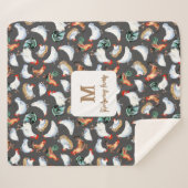 Kip familie boerderij Monogram Sherpa Deken (Voorkant (horizontaal))