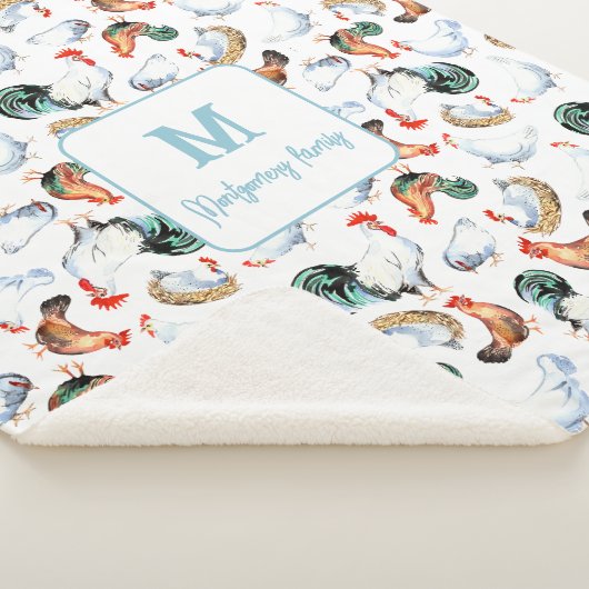 Kip familie boerderij Monogram Sherpa Deken (3/4)