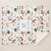 Kip familie boerderij Monogram Sherpa Deken (Voorkant (horizontaal))