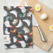 Kip familie boerderij Monogram Theedoek (Quarter Fold)