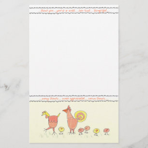 Kip familie dank u notitie papier