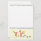 Kip familie dank u notitie papier (Voorkant / Achterkant)