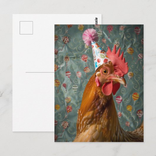 Kip Feesthoed Briefkaart (Voorkant / Achterkant)