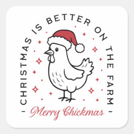 Kip Fijne kerst boerderij landelijk grappige citat Vierkante Sticker