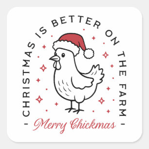 Kip Fijne kerst boerderij landelijk grappige citat Vierkante Sticker