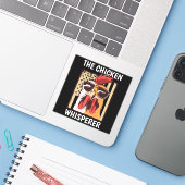 Kip fluisteraar Kip Boer Grappige Boer Sticker (Laptop met iPhone)
