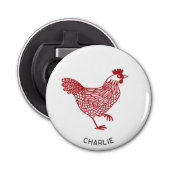 Kip gepersonaliseerd button flesopener (Voorkant)