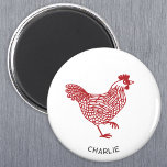 Kip gepersonaliseerd magneet<br><div class="desc">Een rode kip voor pluimveeliefhebbers. Wijzig de naam of tekst om deze te personaliseren. Originele kunst van Nic Squirrell.</div>